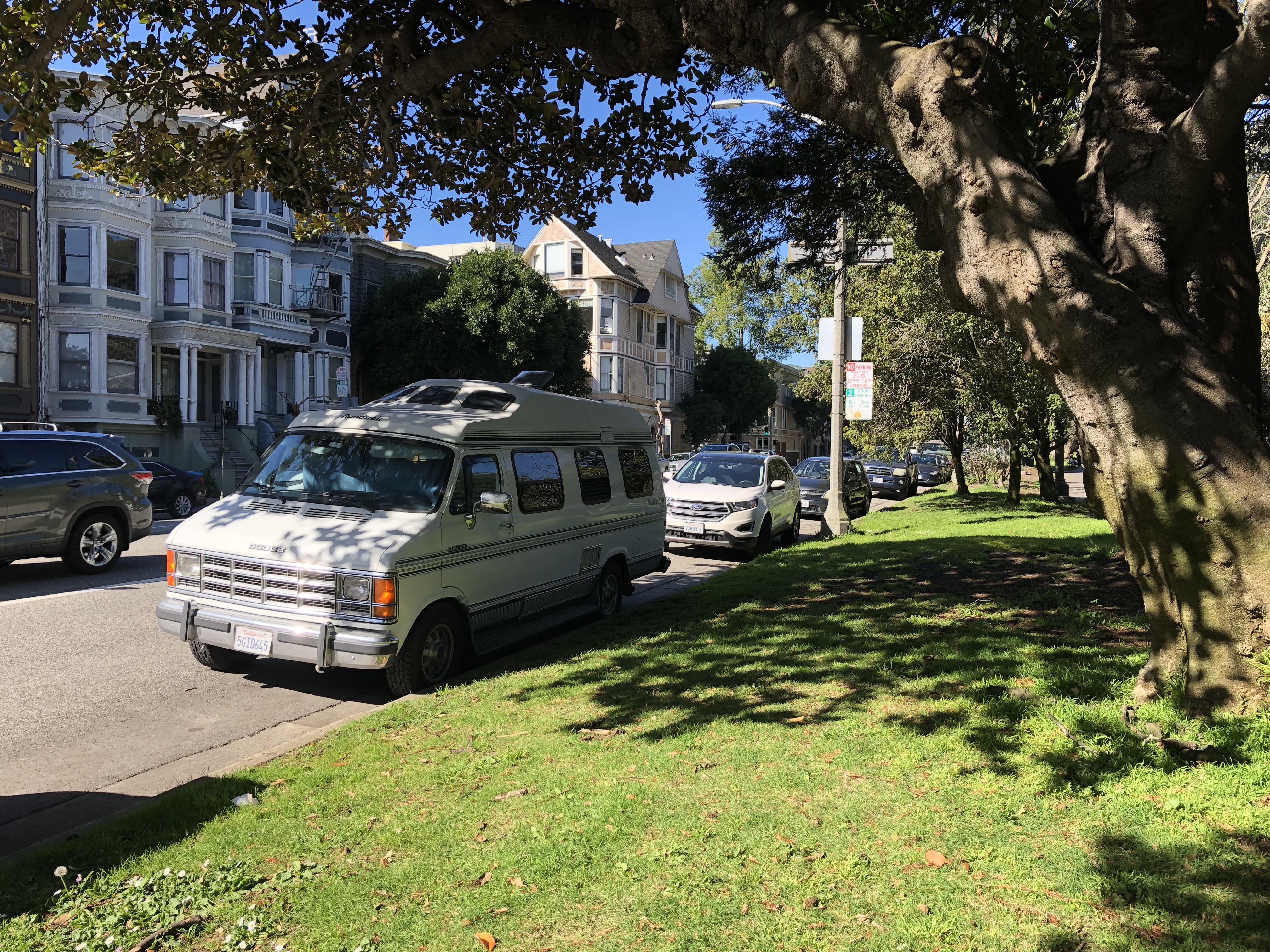 my Roadtrek parked on the Panhandle in San Francisco
