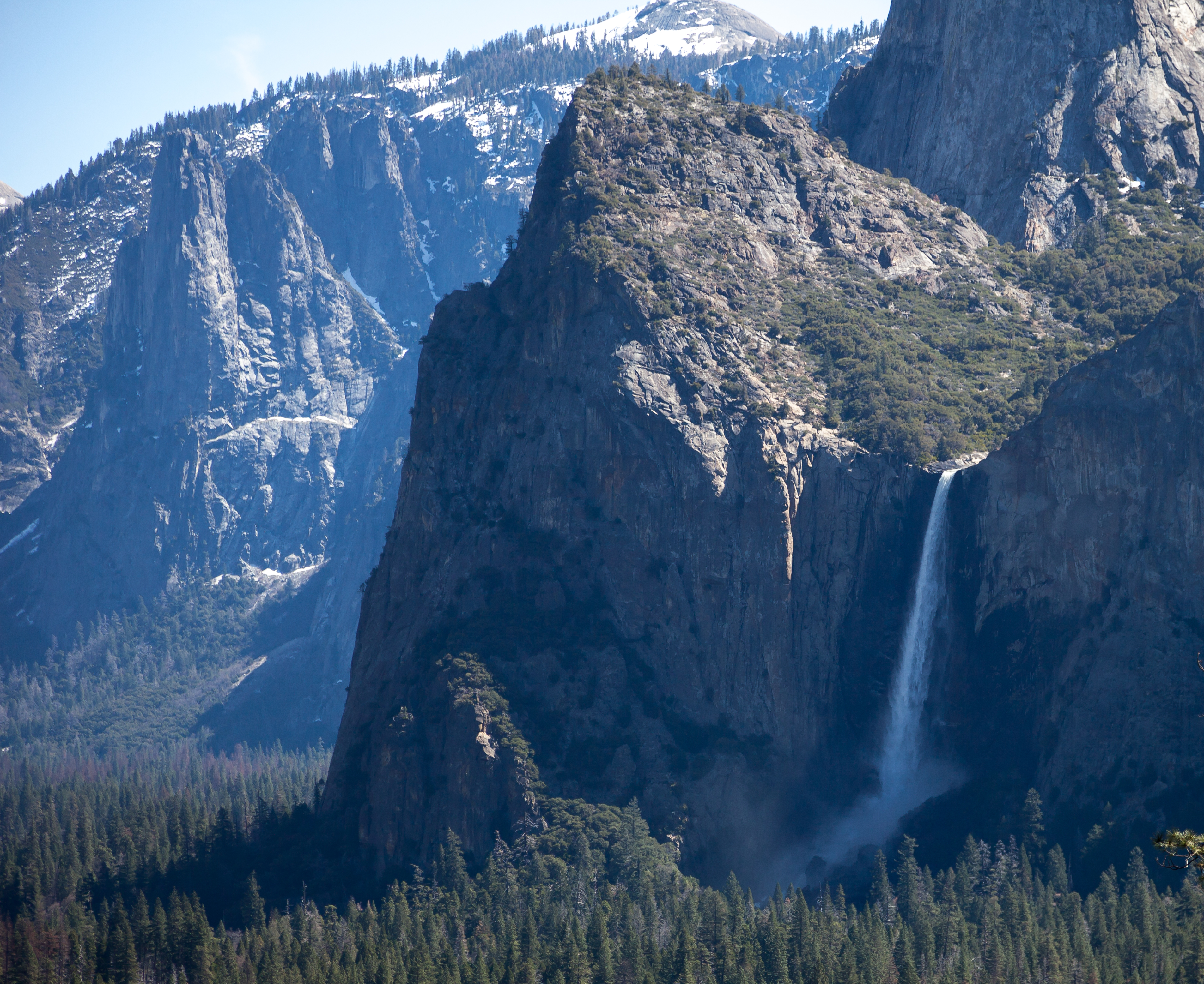 a view of Bridalveil Fall from a distance