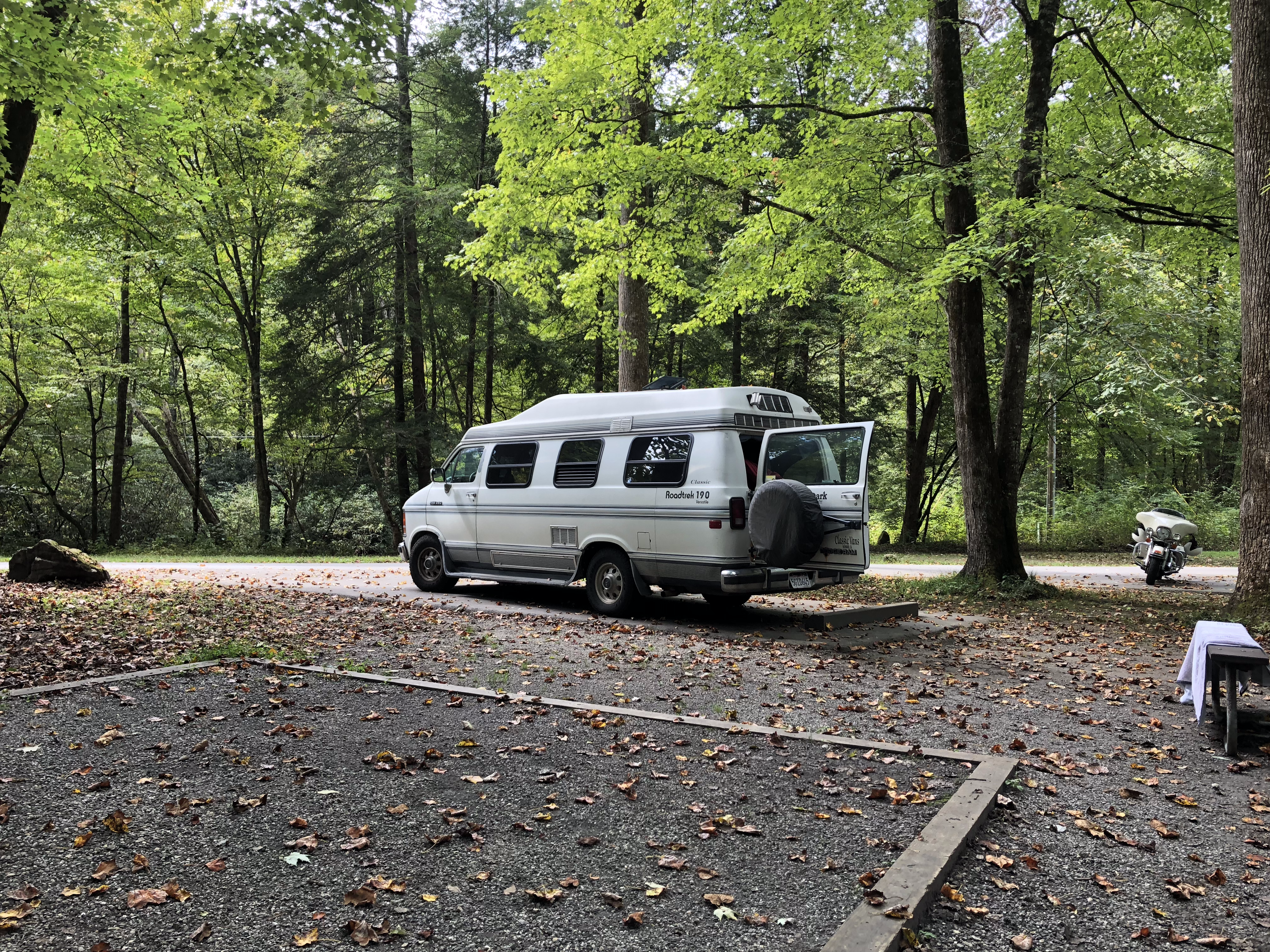 a Roadtrek at Smokemont Campground in Great Smoky Mountain National Park