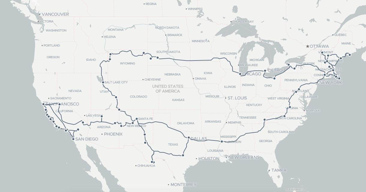 a map showing the journey so far